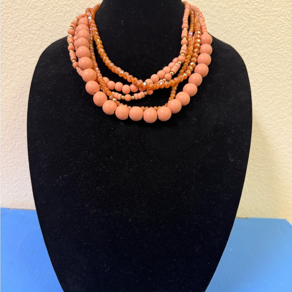 Chunky Beads Necklace Multi layer with Butterfly Decorative Box